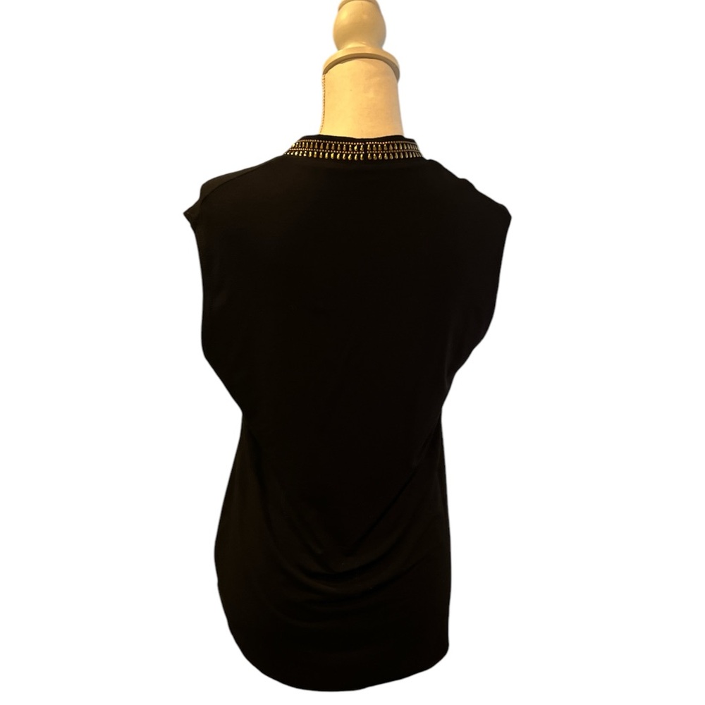RACHEL Rachel Roy Black Top with Beaded front design V-Neck - Picture 3 of 4